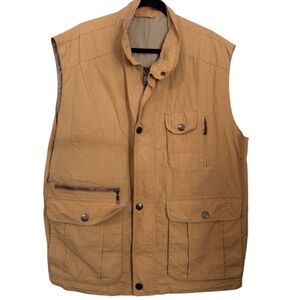 Vintage Frank Eden Men's Classic Tan Travel Outdoor Vest XL